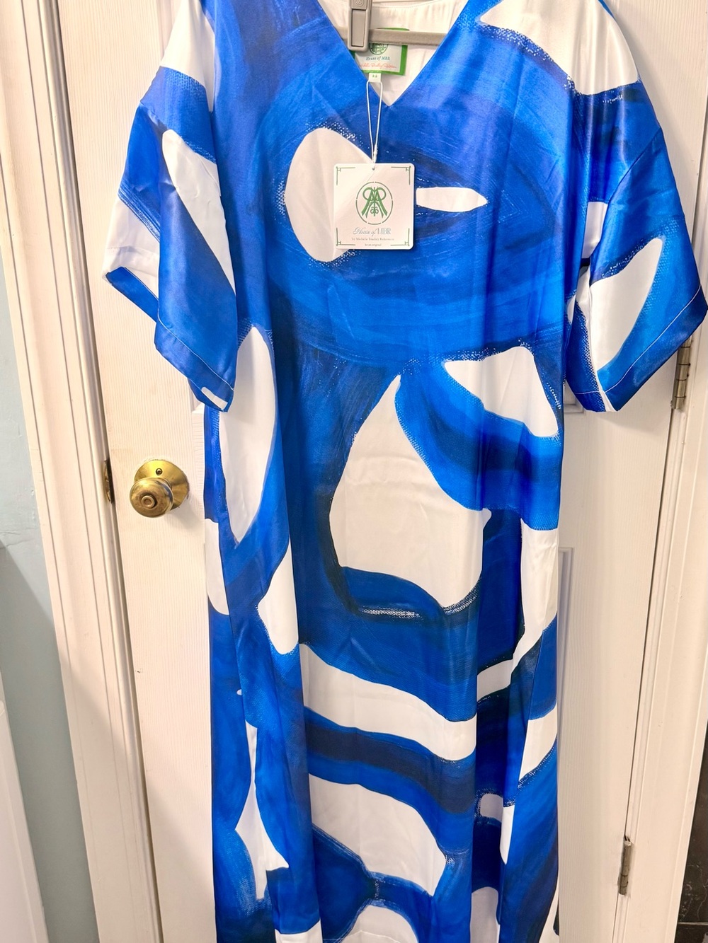 House of MBR Blue Notes Caftan Long size Large (2 Star) NWT